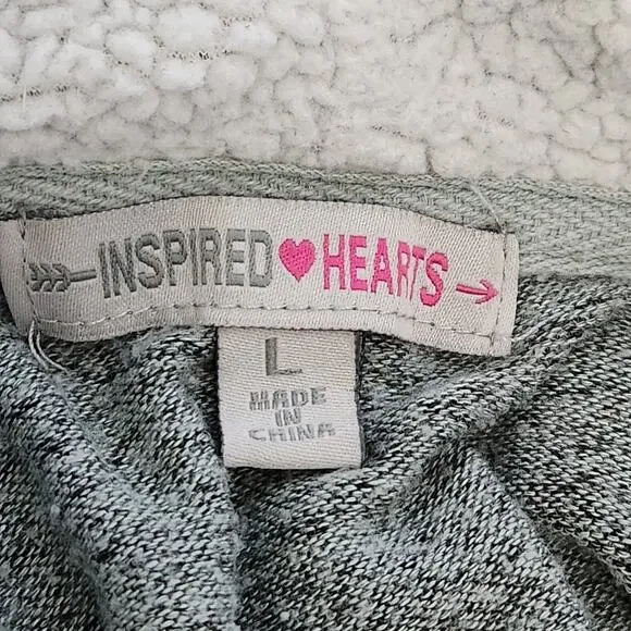Inspired Hearts Green Gray Cowl Neck Pull Over Sweater Large Lightweight Soft - Picture 5 of 6